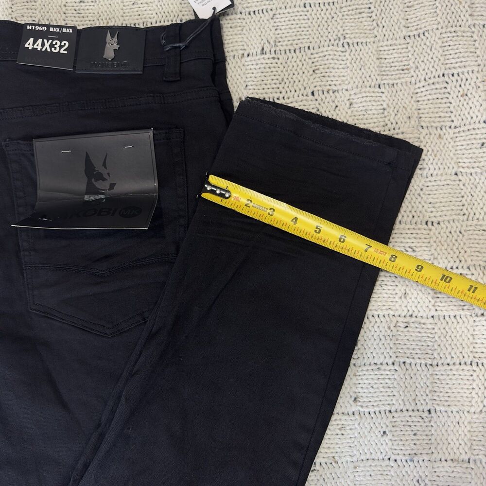 Makobi Men’s Jeans 44x32 Black Distressed Ripped Stretch Slim Fit NWT M1969 - Picture 9 of 11